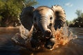 Endearing baby elephant finds glee as it dances amidst refreshing puddle waters