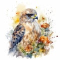 Endearing Baby Hawk in a Colorful Flower Field Art Print.