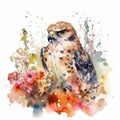 Endearing Baby Hawk in a Colorful Flower Field Art Print.