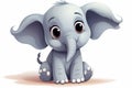 Endearing Cute grey cartoon elephant. Generate Ai