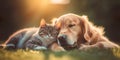 endearing image of a cat and a dog peacefully coexisting and showing mutual respect, promoting harmony on International