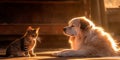 endearing image of a cat and a dog peacefully coexisting and showing mutual respect, promoting harmony on International