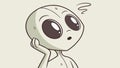 Thoughtful Alien Character with Questioning Expression, vector design Generative AI Royalty Free Stock Photo