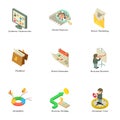 Endeavor icons set, isometric style Royalty Free Stock Photo