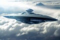 The Endgame: Flying Disk Alien Spaceship Chased by Air Force Royalty Free Stock Photo