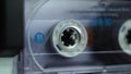 Ending Audio Cassette Tape Playback, Macro Close Up of B Side Reel
