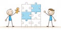 Ending the great puzzle stick figure Two stick figures completing a puzzle AI Generative