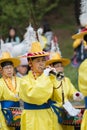 The ending of the traditional Korea farmers show, The farmers dance occurred to celebrate the harvest in Korea Royalty Free Stock Photo