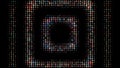 Endless animated glowing square tunnel on dark background, seamless loop. Animation. Hypnotic rectangle shaped optical