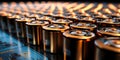 Endless array of batteries showcasing power supply and energy storage, a vast collection of cylindrical cells reflecting the Royalty Free Stock Photo