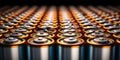 Endless array of batteries showcasing power supply and energy storage, a vast collection of cylindrical cells reflecting the Royalty Free Stock Photo