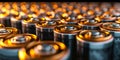 Endless array of batteries showcasing power supply and energy storage, a vast collection of cylindrical cells reflecting the Royalty Free Stock Photo