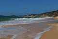 Endless beach along the colored sands cliffs in Rainbow Beach, Queensland, Australia Royalty Free Stock Photo