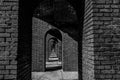 Endless brick passage with repeating archways in Fort Jefferson on Dry Tortugas National Park. Royalty Free Stock Photo