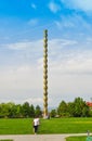 The Endless Column or Infinity Column in the central park from Targu Jiu in a summer day. The endless Column or Coloana