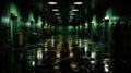 The endless corridors of the hospital, recessed in darkness and silence, like a mysterious maz Royalty Free Stock Photo