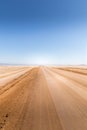 Endless gravel roads to Cape Cross, Namibia.