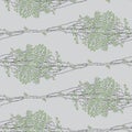 Endless Green Birch Trees Drawing Seamless Pattern