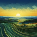 Endless Horizons: Crop Fields Meeting the Edge of the World Royalty Free Stock Photo