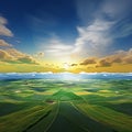 Endless Horizons: Crop Fields Meeting the Edge of the World Royalty Free Stock Photo