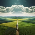 Endless Horizons: Crop Fields Meeting the Edge of the World Royalty Free Stock Photo