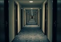 Endless Hotel Corridor With Doors Stretching Into The Distance Royalty Free Stock Photo