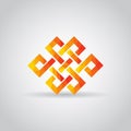 Endless knot icon in polygonal style on a gray background