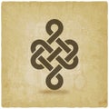 Endless knot Shrivatsa. Chinese traditional symbol on vintage background