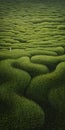 Endless Lawn: A Mind-bending Painting Of A Green Field With A Single Person