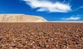 Endless life hostile plant free dry barren arid desert landscape, surface of brown salt flat crust, bare white mountain - Salar de Royalty Free Stock Photo