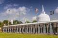 An endless line of carved elephants protect the Ruwanwelisaya Stupa in the sacred city of Anuradhapura in Sri Lanka