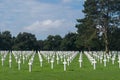 Long lines of white crosses at the American Cemetery and Memorial, Colleville-sur-Mer, Normandy, France Royalty Free Stock Photo