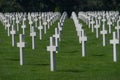 Long lines of white crosses at the Normandy American Cemetery and Memorial, Colleville-sur-Mer, Normandy, France Royalty Free Stock Photo