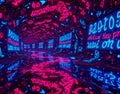 Endless liquid neon calligraphy loops, tessellating in cursive, creating a digital fusion of cybernetic poetry and fluid design