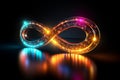 Endless loop Glowing neon infinity symbol underlines eternal significance Royalty Free Stock Photo
