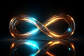 Endless loop Glowing neon infinity symbol underlines eternal significance