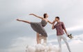 Endless love. Ballet dancers falling in love. Romantic relations between ballerina and ballet partner. Ballet couple