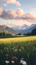 The endless meadows distant mountains and expansive sky emphasize the profound sense of human integration with nature Royalty Free Stock Photo