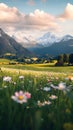 The endless meadows distant mountains and expansive sky emphasize the profound sense of human integration with nature Royalty Free Stock Photo
