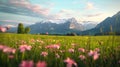 The endless meadows distant mountains and expansive sky emphasize the profound sense of human integration with nature Royalty Free Stock Photo