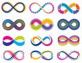 Endless mobius loop infinity vector concept symbols. Eternity icons Royalty Free Stock Photo