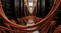 Endless Orange Network Cables in a Dark Server Room Data Center Corridor orange cables technology Royalty Free Stock Photo
