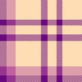 Endless pattern background check, empty seamless fabric tartan. Twill vector texture plaid textile in peach puff and purple colors