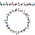 Endless Pattern Brush or Ribbon of Bicycles. Circle Frame Bike Background. Realistic Hand Drawn Illustration. Savoyar Royalty Free Stock Photo