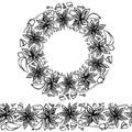 Endless Pattern Brush, Round Garland with Anise Star Seeds, Pieces of Diced Apple, Vanilla Pod, Cloves. Wreath Frame of Seasonings