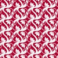 Endless pattern of intertwining white flowers on a red background. Seamless ornament in the Chinese style.
