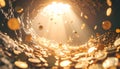 Endless Pit Filled with Falling Coins.. Economy Concept. Generated Image Royalty Free Stock Photo