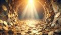 Endless Pit Filled with Falling Coins.. Economy Concept. Generated Image Royalty Free Stock Photo
