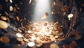 Endless Pit Filled with Falling Coins.. Economy Concept. Generated Image Royalty Free Stock Photo