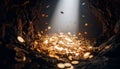 Endless Pit Filled with Falling Coins.. Economy Concept. Generated Image Royalty Free Stock Photo